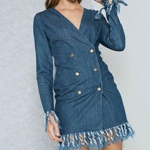 NWT Fringed Denim Blazer Dress